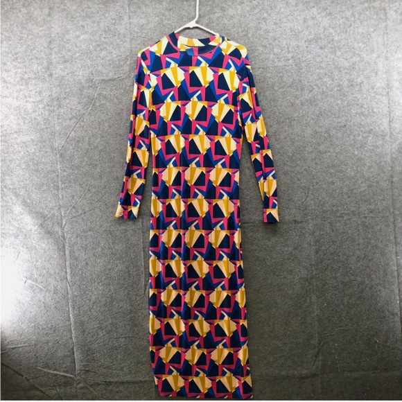 Vibrant Long Sleeve Geometric Dress - Picture 1 of 3